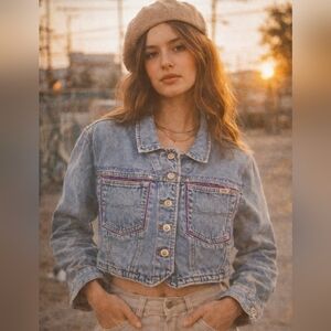 Vintage eTHICs 90s Denim Jacket Tuxedo Hem Size Medium